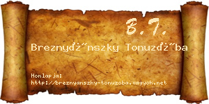 Breznyánszky Tonuzóba névjegykártya